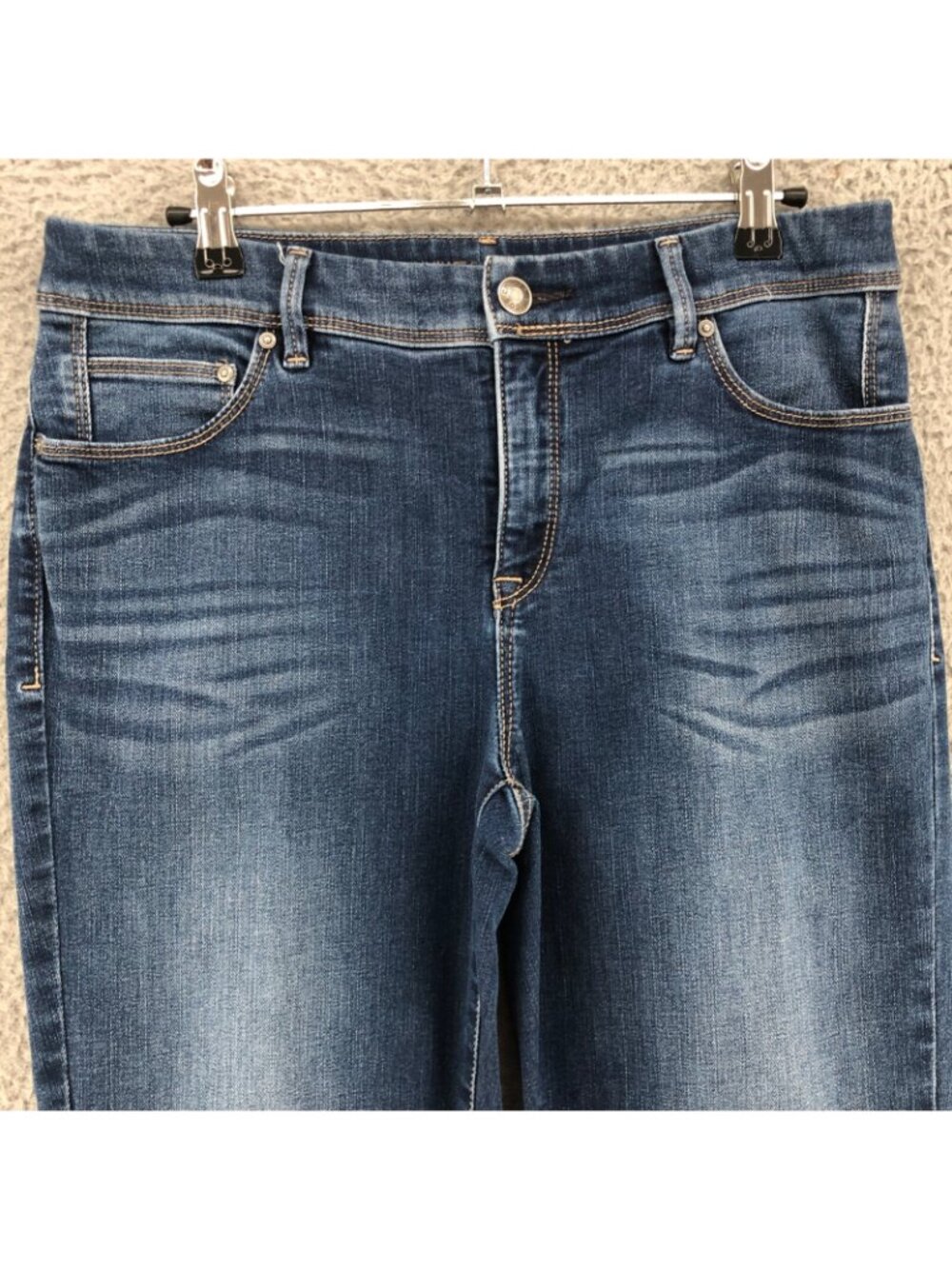 Chicos Jeans Womens 0 US 4 Blue Denim So Slimming Girlfriend Crop Stretch Pocket - Picture 2 of 12